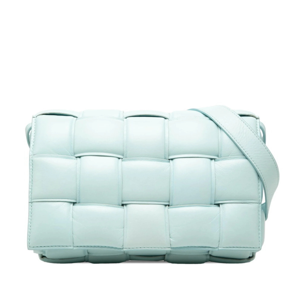Bottega Veneta Maxi Intrecciato Cassette Crossbody Shoulder Bag, Blue Leather...